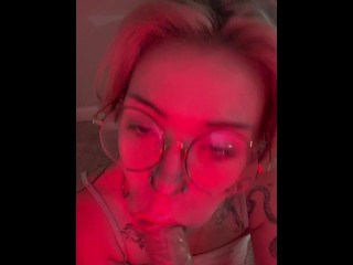 Pierced and Tatted Blonde Goth Girl BoogieRae sucks your dick on her knees POV