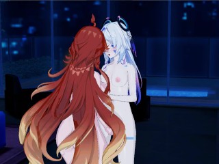 Mavuika x Citlali [ Genshin lesbian Yuri Animation R34 ]