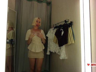 Hot blonde MyCandyAlice trying on sexy clothes. I try on sexy clothes in a fitting room