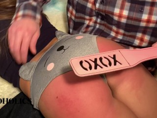 Hard OTK Spanking ~ Submissive Slut Stepdaughter ~ Spanked With Paddle ~ Daddy’s Girl ~ Maledom BDSM