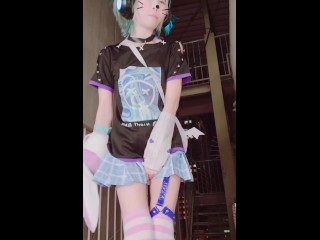 Cyber girl outdoor urination (cosplay)