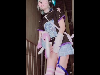 Cyber girl outdoor urination (cosplay)