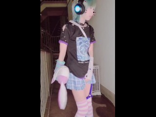 Cyber girl outdoor urination (cosplay)