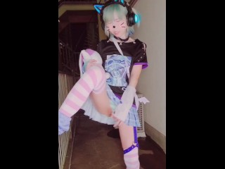 Cyber girl outdoor urination (cosplay)