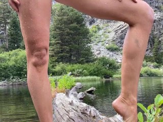 Young Nature Slut Sensually Skinny Dips in a Serene Lake | Steph in Space
