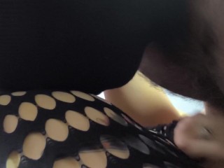 My neighbor spies on me and fucks me while he puts a finger in my ass.