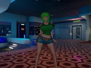 Sexy Softcore VR Strip Show From Green Haired Bimbo 2