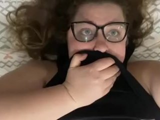 COLLEGE NERDY GIRL GLASSES FILMING HERSELF WHILE BBC STRANGER STRETCHING HER TIGHT ASSHOLE