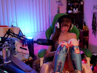 Overwatch D.Va thanks you with an ASMR blowjob and oily tease before sliding you between her thighs