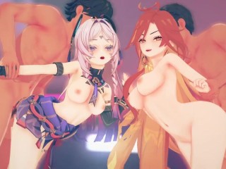 【原神 乱交セックス2】マーヴィカ,シトラリが集団エッチする3Dエロアニメ動画(Mavuika,Citlali group orgy sex2.)