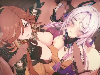 【原神 乱交セックス2】マーヴィカ,シトラリが集団エッチする3Dエロアニメ動画(Mavuika,Citlali group orgy sex2.)