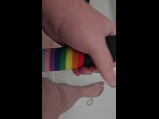 Washing my rainbow cock