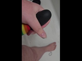 Washing my rainbow cock