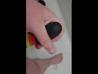 Washing my rainbow cock