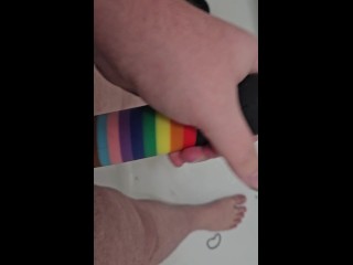 Washing my rainbow cock