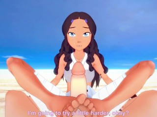 Katara from Avatar Gives You A Footjob At The Beach Hentai POV