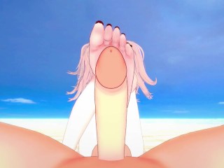 Junko Enoshima from Danganronpa Gives You A Footjob At The Beach Hentai POV