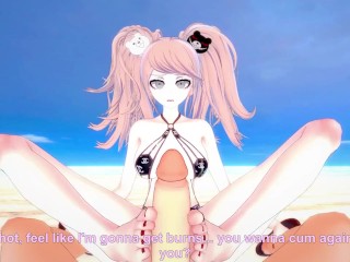 Junko Enoshima from Danganronpa Gives You A Footjob At The Beach Hentai POV