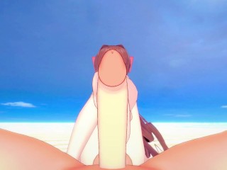 Monika from Doki Doki Literature Club Gives You A Footjob At The Beach Hentai POV