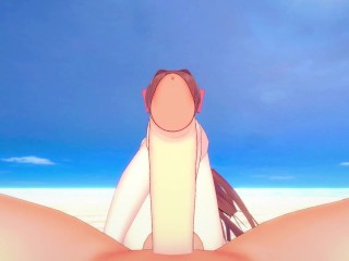 Monika from Doki Doki Literature Club Gives You A Footjob At The Beach Hentai POV