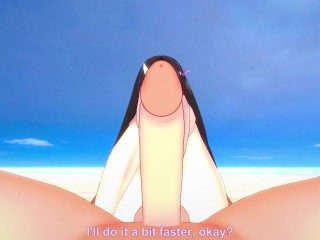 Nezuko from Demon Slayer Gives You A Footjob At The Beach Hentai POV