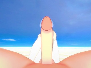 Rei from Evangelion Gives You A Footjob At The Beach Hentai POV