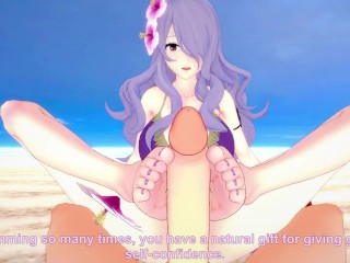 Camilla from Fire Emblem Gives You A Footjob At The Beach Hentai POV