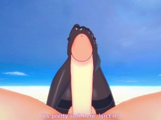 Mariah from JoJo's Bizarre Adventure Gives You A Footjob At The Beach Hentai POV