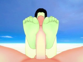 Shego from Kim Possible Gives You A Footjob At The Beach Hentai POV