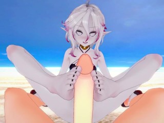 Briar from League of Legends Gives You A Footjob At The Beach Hentai POV