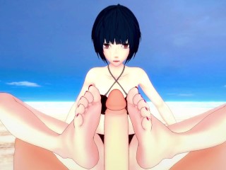 Takemi from Persona 5 Gives You A Footjob At The Beach Hentai POV