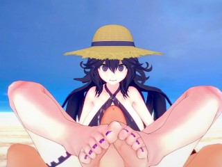 Hex Maniac from Pokemon Gives You A Footjob At The Beach Hentai POV