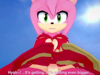 Amy from Sonic Gives You A Footjob At The Beach Hentai POV