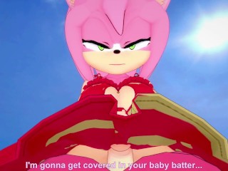 Amy from Sonic Gives You A Footjob At The Beach Hentai POV