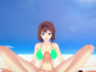 Anzu from Yu-Gi-Oh! Gives You A Footjob At The Beach Hentai POV