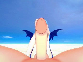 Lil-la from Yu-Gi-Oh! Gives You A Footjob At The Beach Hentai POV