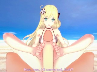 Sky Striker Ace - Raye from Yu-Gi-Oh! Gives You A Footjob At The Beach Hentai POV