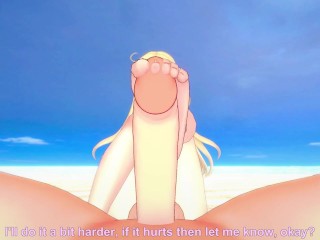 Sky Striker Ace - Raye from Yu-Gi-Oh! Gives You A Footjob At The Beach Hentai POV