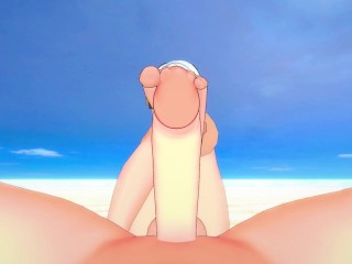 Anby Demara from Zenless Zone Zero Gives You A Footjob At The Beach Hentai POV