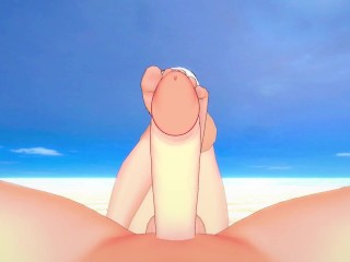 Anby Demara from Zenless Zone Zero Gives You A Footjob At The Beach Hentai POV