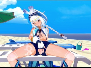 Mualani fingers herself on the beach (Genshin Impact Hentai 3d Animation)