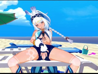 Mualani fingers herself on the beach (Genshin Impact Hentai 3d Animation)