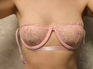 I bought some new pink lingerie and I want to show it to you. Look!