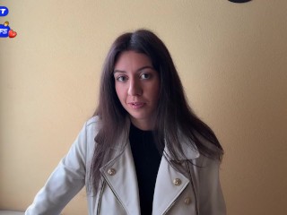 Wife Cheats her Husband in the Entrance and walks on Public with Cum on Face - Cumwalk