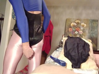 Shiny swimsuit and ANAL make a girly dick expode with passion!