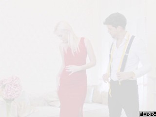 Horny blonde spoiled nymph uses her tailor to satisfy her sexual hunger - Clair Roos