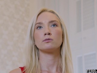 Horny blonde spoiled nymph uses her tailor to satisfy her sexual hunger - Clair Roos
