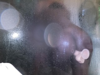 First time trying my new dildo and I get caught by my boss in the shower