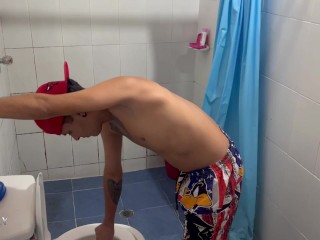 I'm cleaning the bathroom and my Indian stepsister comes into the shower wanting cock and I give her