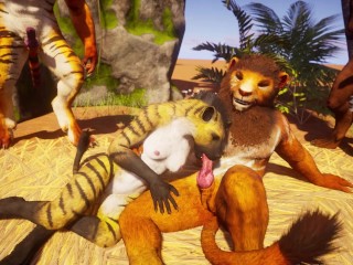 Sexy furry babe gets fucked by everyone until she squirts in Wild Life sex